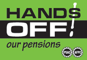 Hands Off Our Pensions campaign logo