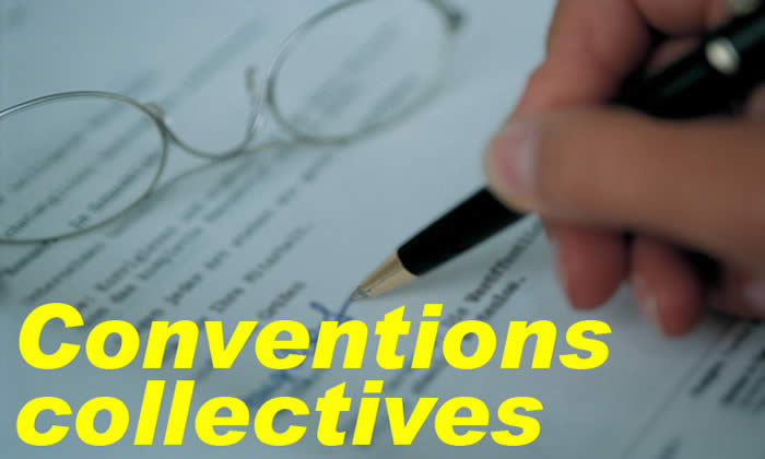 Photo de la signature d'une convention collectives