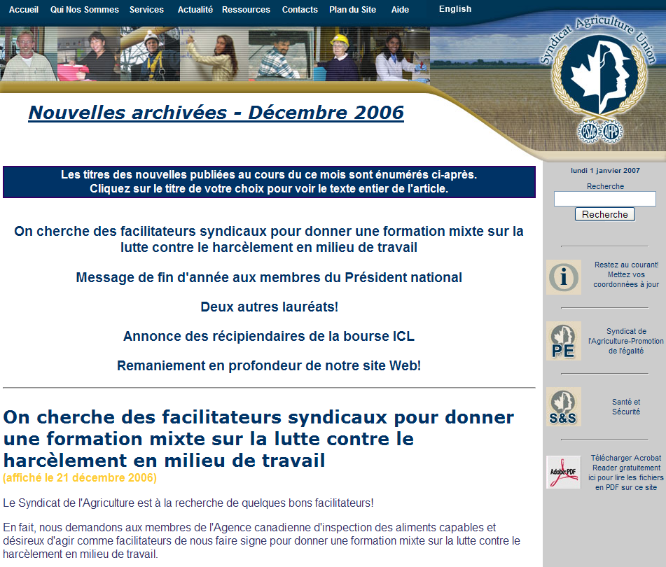 Photo de page du site Web