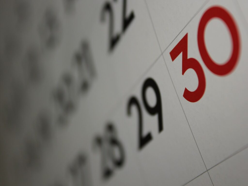 calendar (close up, shallow depth of field)
